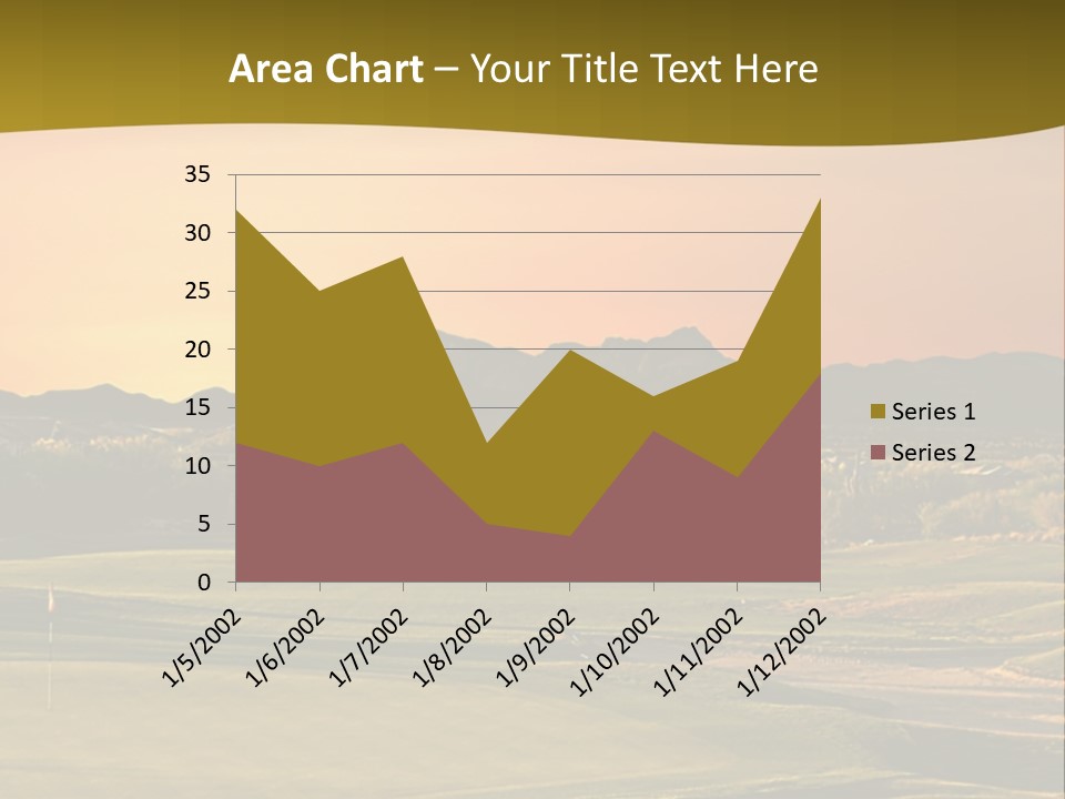 A Golf Course With A Sunset In The Background PowerPoint Template