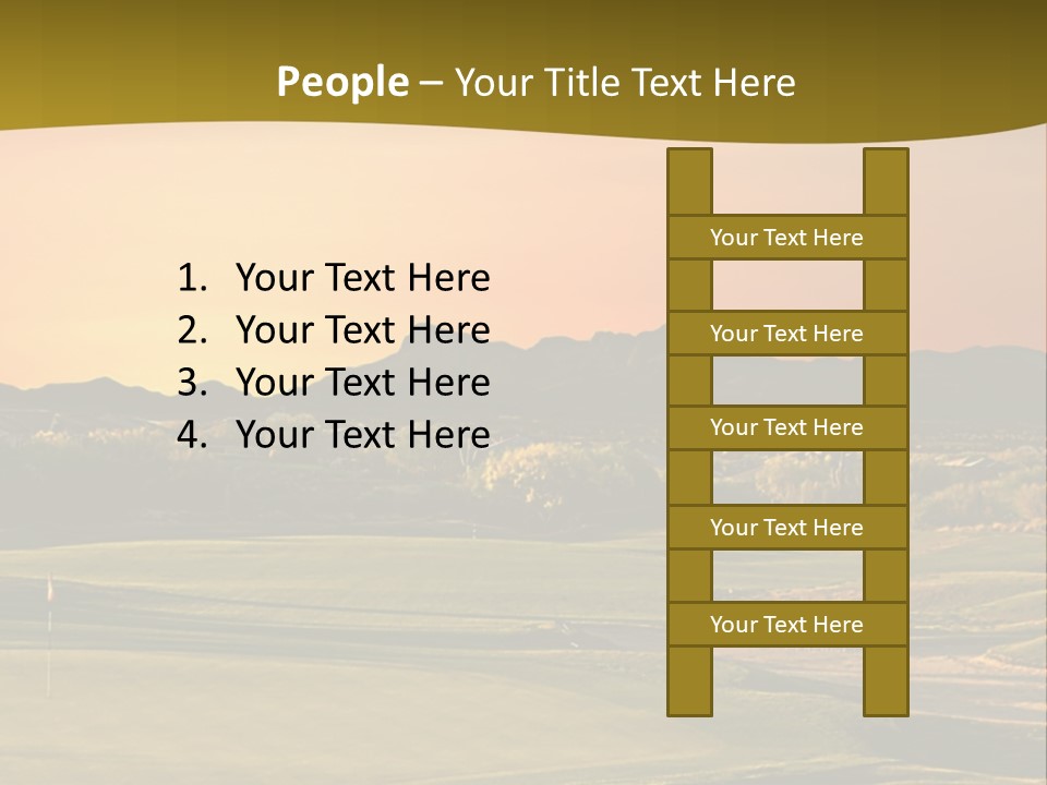 A Golf Course With A Sunset In The Background PowerPoint Template