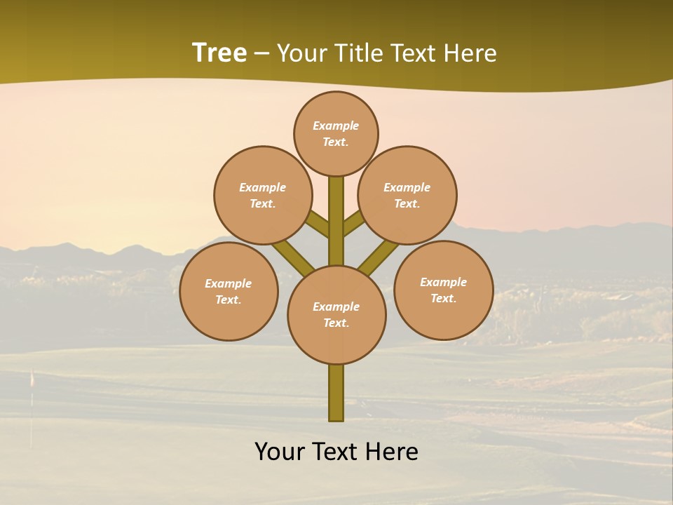 A Golf Course With A Sunset In The Background PowerPoint Template