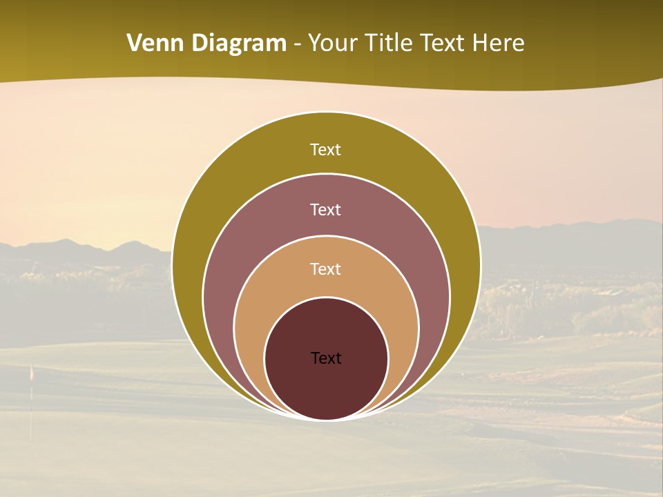 A Golf Course With A Sunset In The Background PowerPoint Template
