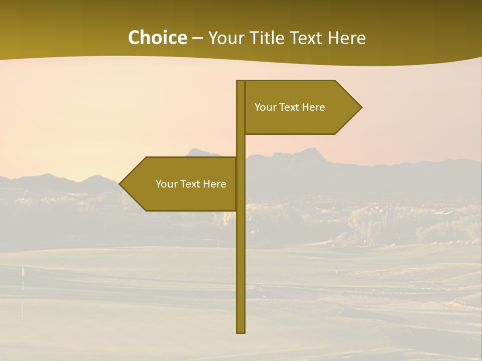 A Golf Course With A Sunset In The Background PowerPoint Template