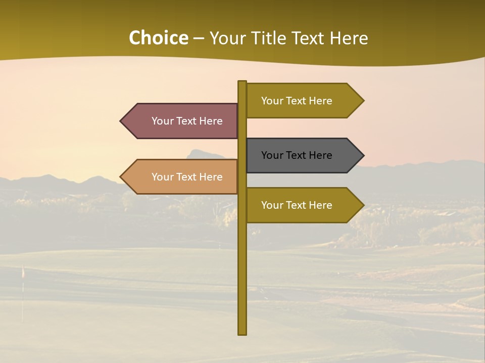 A Golf Course With A Sunset In The Background PowerPoint Template