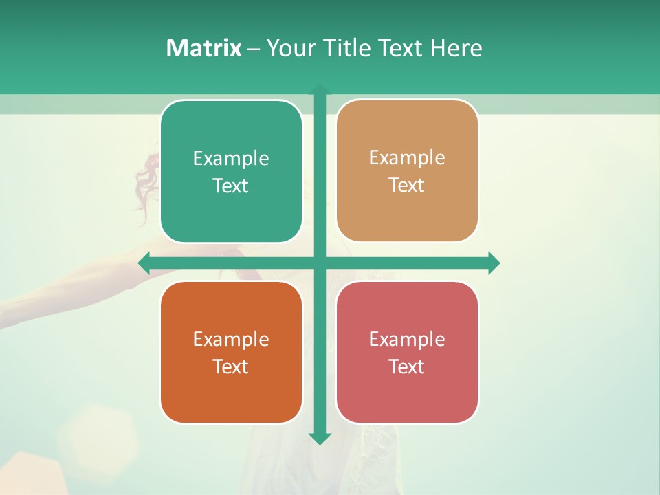 A Woman In A White Dress Is Holding Her Arms Out In The Air PowerPoint Template