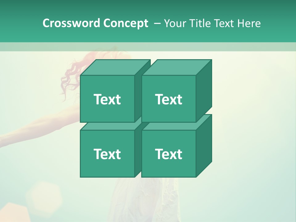 A Woman In A White Dress Is Holding Her Arms Out In The Air PowerPoint Template