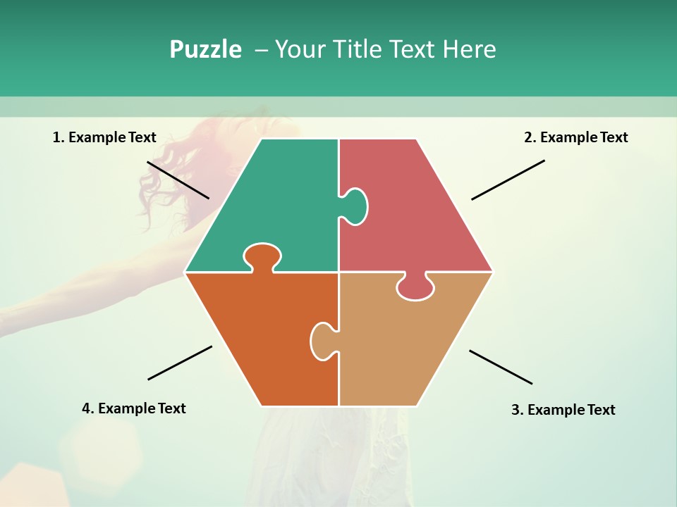 A Woman In A White Dress Is Holding Her Arms Out In The Air PowerPoint Template