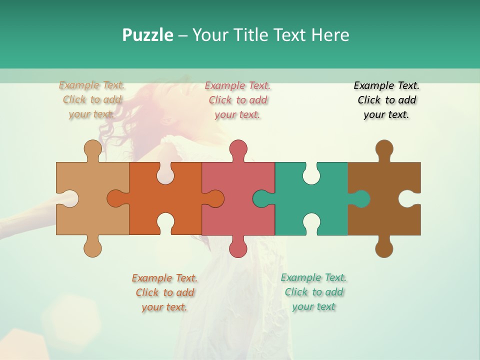 A Woman In A White Dress Is Holding Her Arms Out In The Air PowerPoint Template