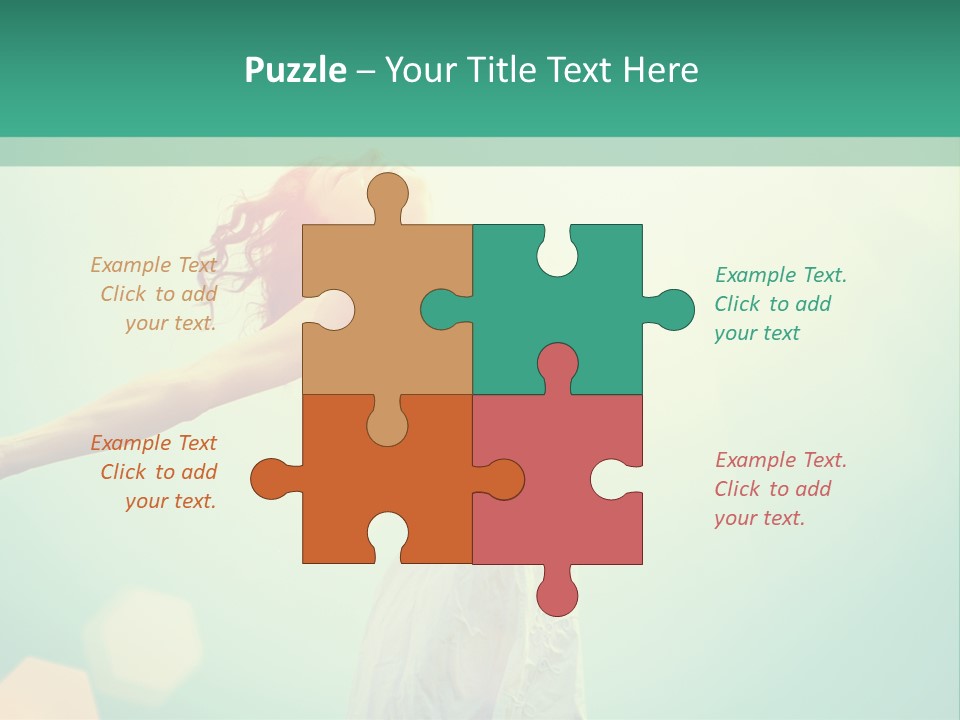 A Woman In A White Dress Is Holding Her Arms Out In The Air PowerPoint Template