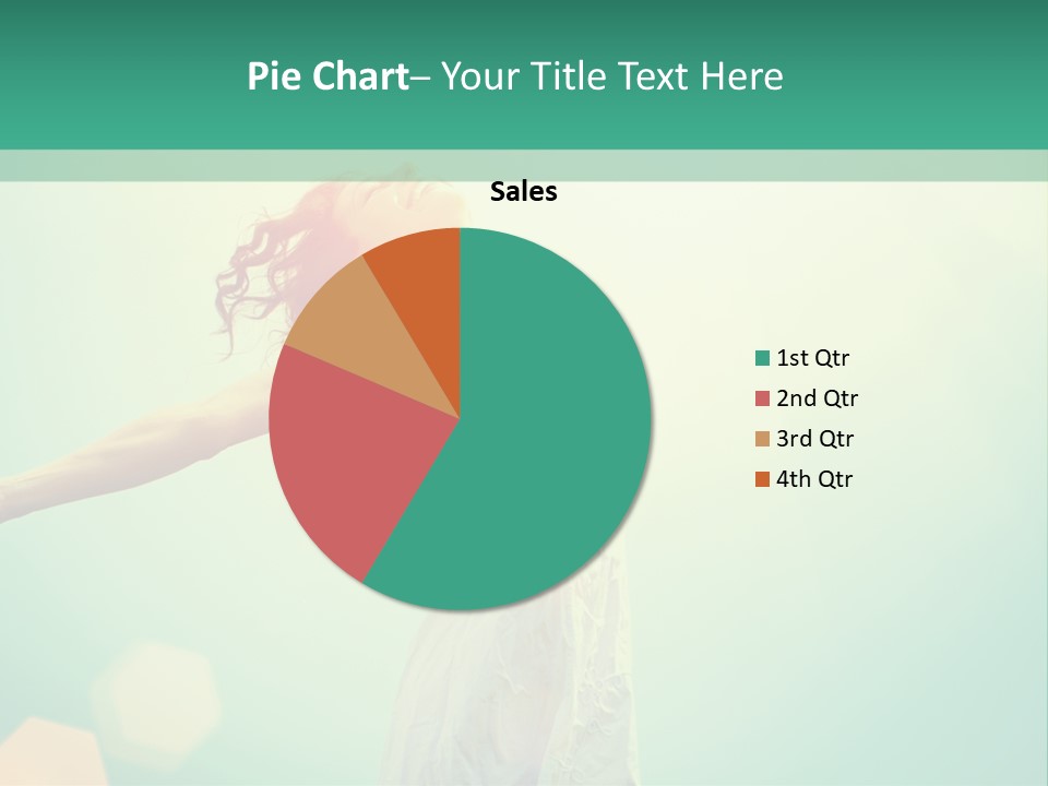 A Woman In A White Dress Is Holding Her Arms Out In The Air PowerPoint Template