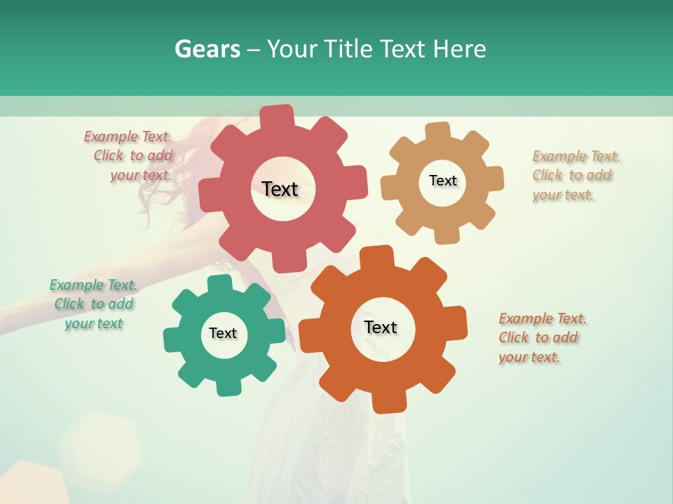 A Woman In A White Dress Is Holding Her Arms Out In The Air PowerPoint Template