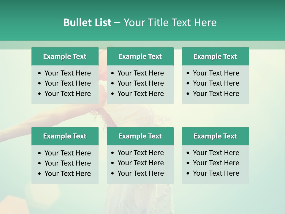 A Woman In A White Dress Is Holding Her Arms Out In The Air PowerPoint Template