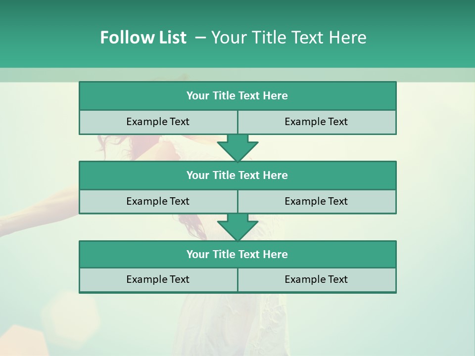 A Woman In A White Dress Is Holding Her Arms Out In The Air PowerPoint Template