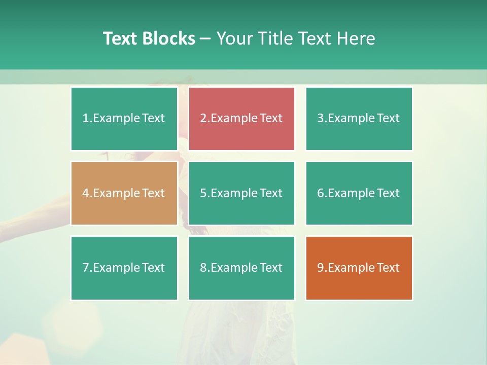 A Woman In A White Dress Is Holding Her Arms Out In The Air PowerPoint Template