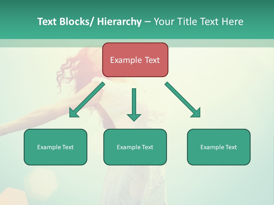 A Woman In A White Dress Is Holding Her Arms Out In The Air PowerPoint Template