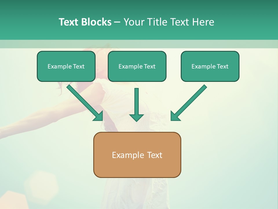 A Woman In A White Dress Is Holding Her Arms Out In The Air PowerPoint Template