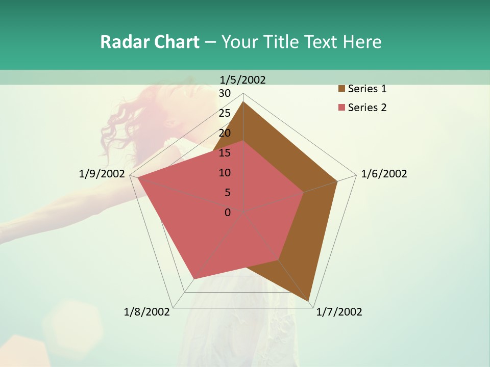 A Woman In A White Dress Is Holding Her Arms Out In The Air PowerPoint Template