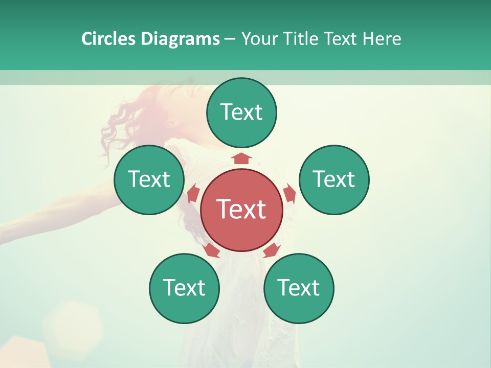 A Woman In A White Dress Is Holding Her Arms Out In The Air PowerPoint Template