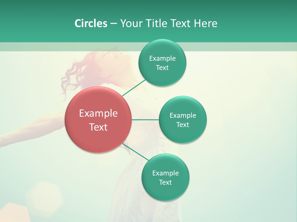 A Woman In A White Dress Is Holding Her Arms Out In The Air PowerPoint Template