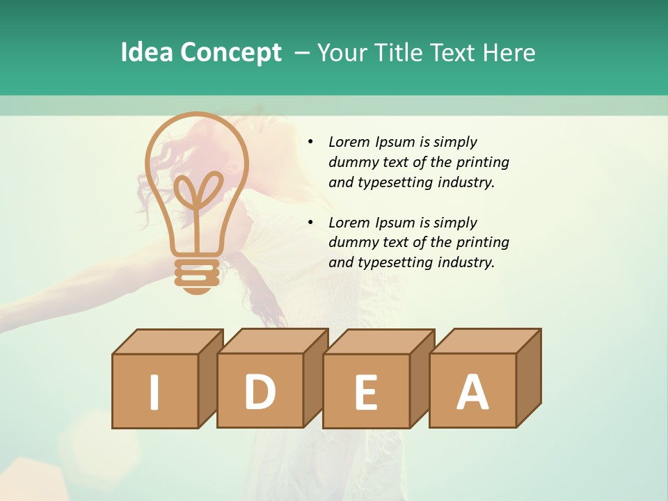 A Woman In A White Dress Is Holding Her Arms Out In The Air PowerPoint Template