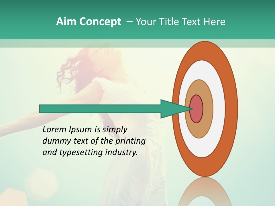 A Woman In A White Dress Is Holding Her Arms Out In The Air PowerPoint Template