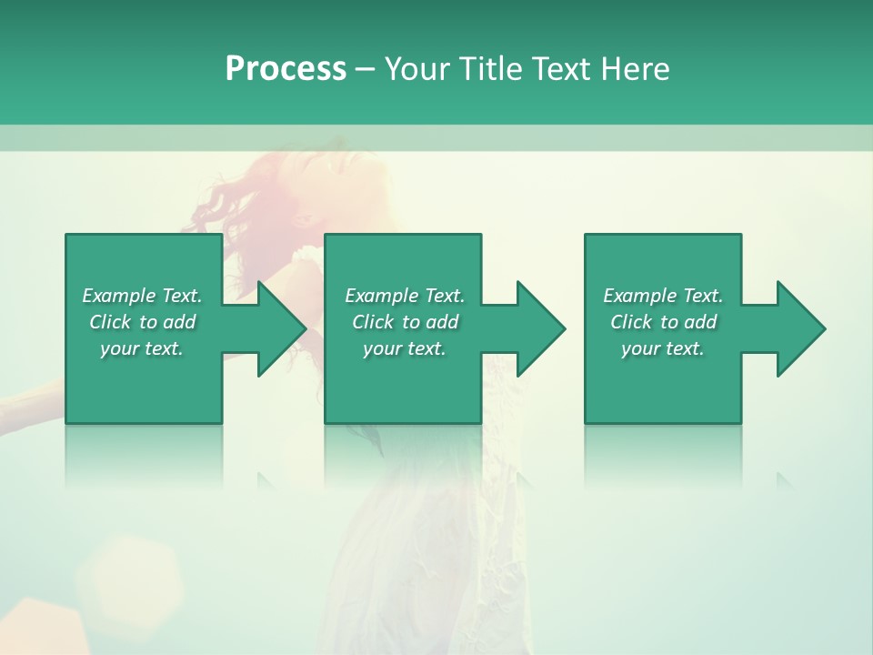 A Woman In A White Dress Is Holding Her Arms Out In The Air PowerPoint Template