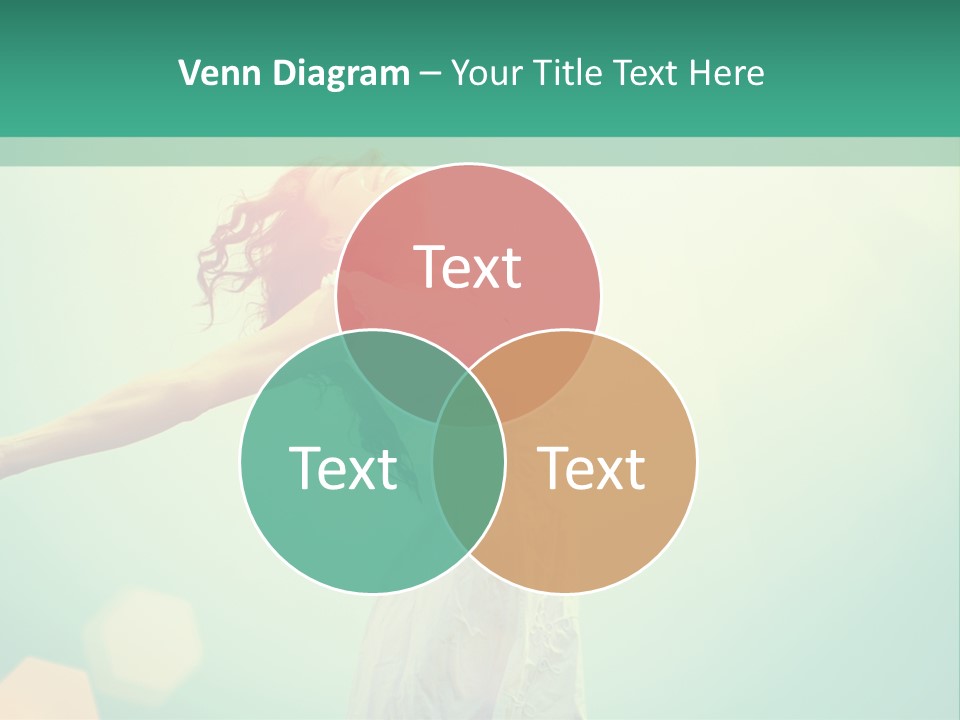 A Woman In A White Dress Is Holding Her Arms Out In The Air PowerPoint Template