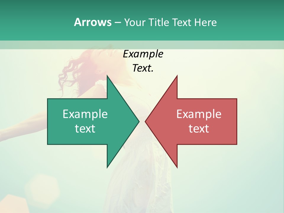 A Woman In A White Dress Is Holding Her Arms Out In The Air PowerPoint Template