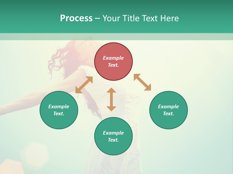 A Woman In A White Dress Is Holding Her Arms Out In The Air PowerPoint Template