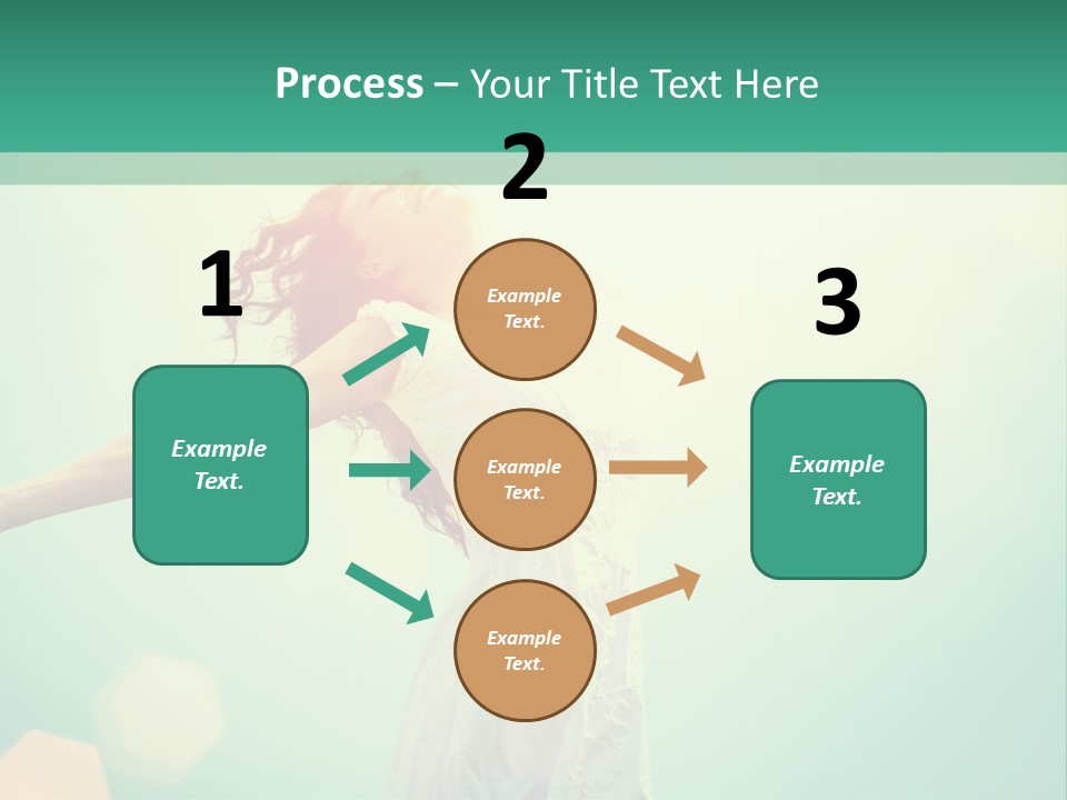A Woman In A White Dress Is Holding Her Arms Out In The Air PowerPoint Template