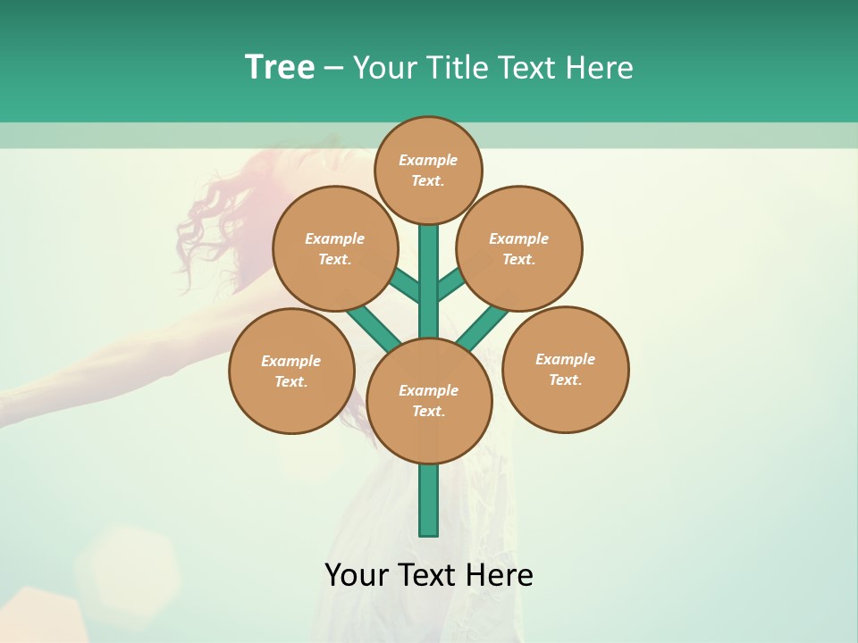 A Woman In A White Dress Is Holding Her Arms Out In The Air PowerPoint Template