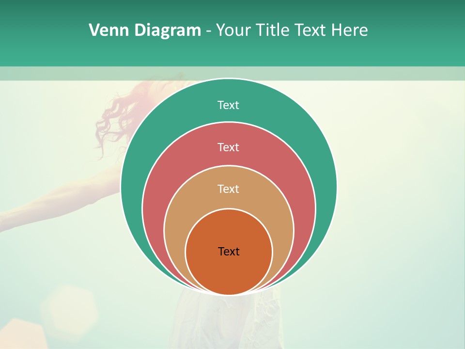 A Woman In A White Dress Is Holding Her Arms Out In The Air PowerPoint Template