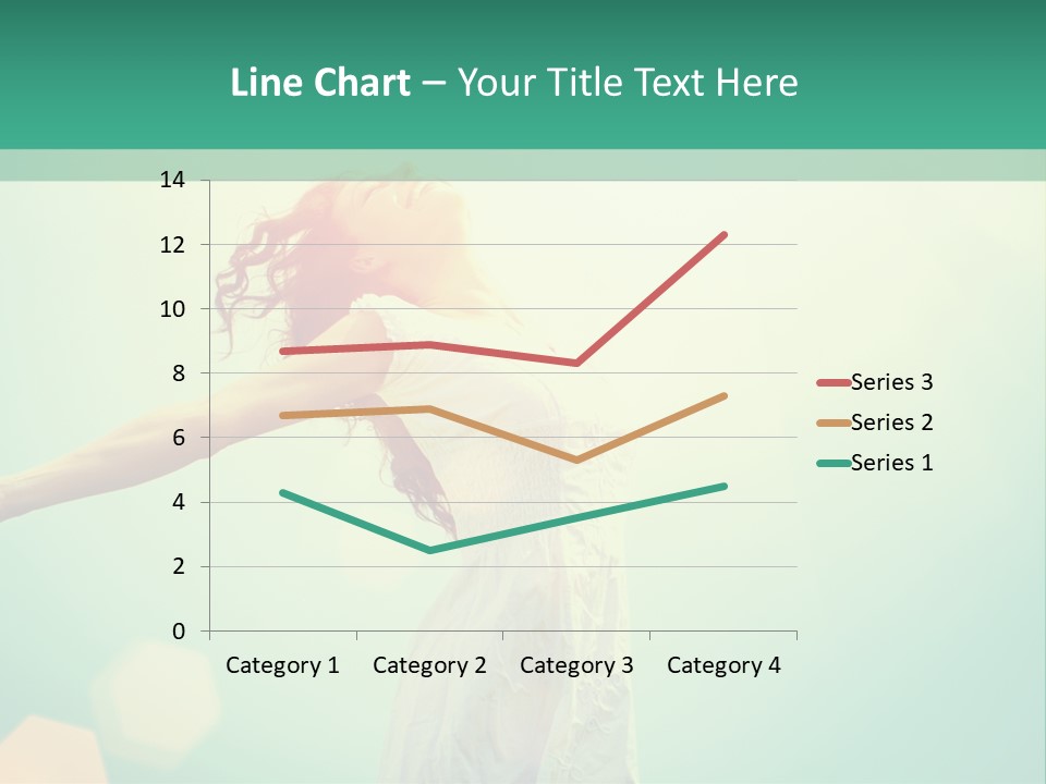 A Woman In A White Dress Is Holding Her Arms Out In The Air PowerPoint Template