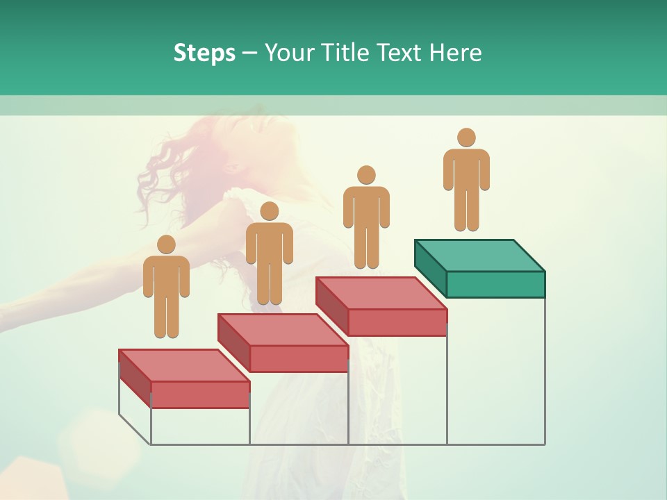 A Woman In A White Dress Is Holding Her Arms Out In The Air PowerPoint Template