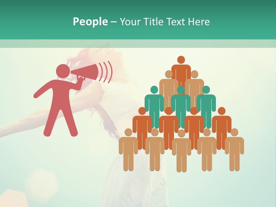 A Woman In A White Dress Is Holding Her Arms Out In The Air PowerPoint Template