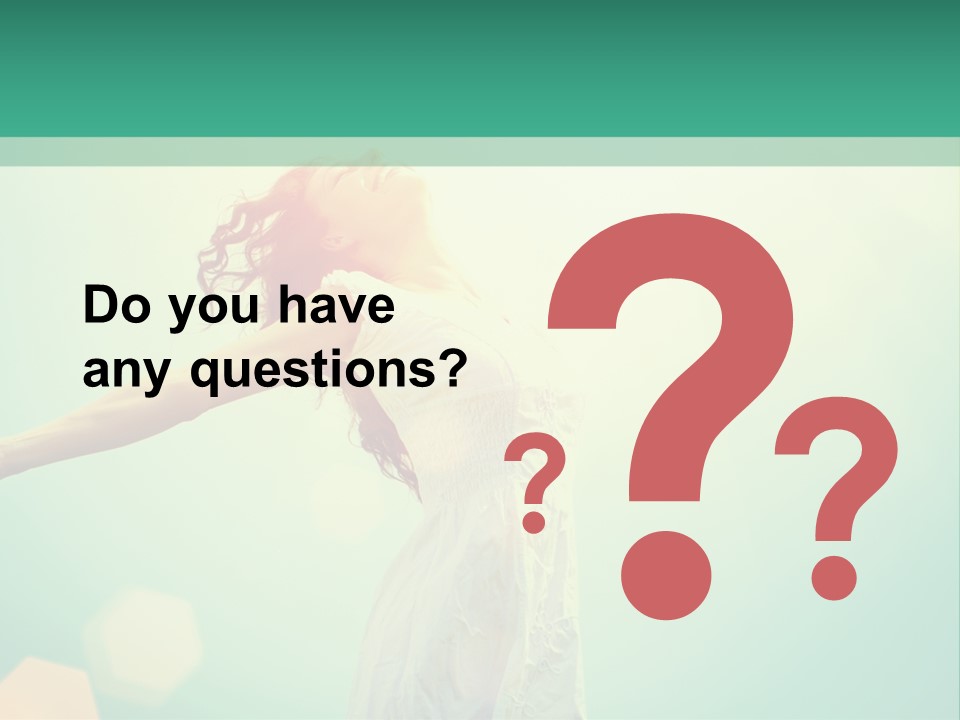 A Woman In A White Dress Is Holding Her Arms Out In The Air PowerPoint Template