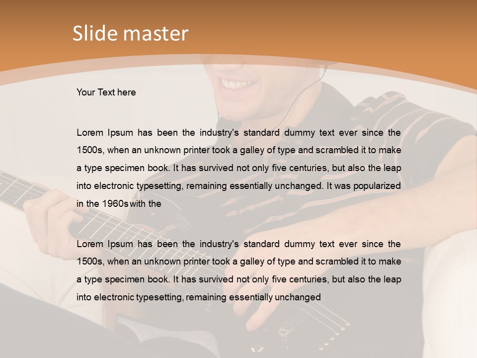 A Man Sitting On A Couch Playing A Guitar PowerPoint Template