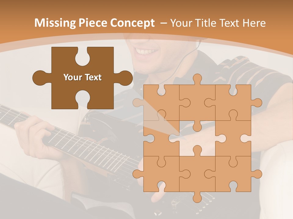 A Man Sitting On A Couch Playing A Guitar PowerPoint Template
