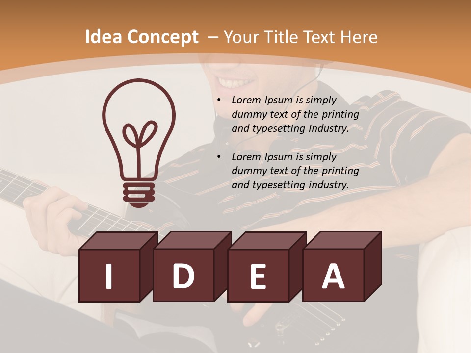 A Man Sitting On A Couch Playing A Guitar PowerPoint Template