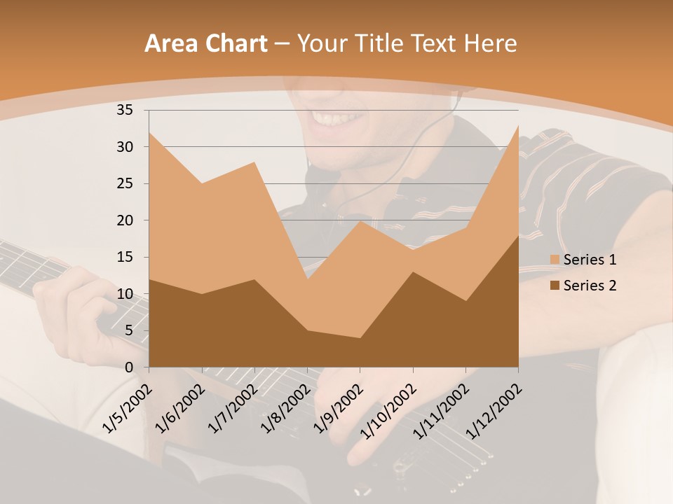 A Man Sitting On A Couch Playing A Guitar PowerPoint Template