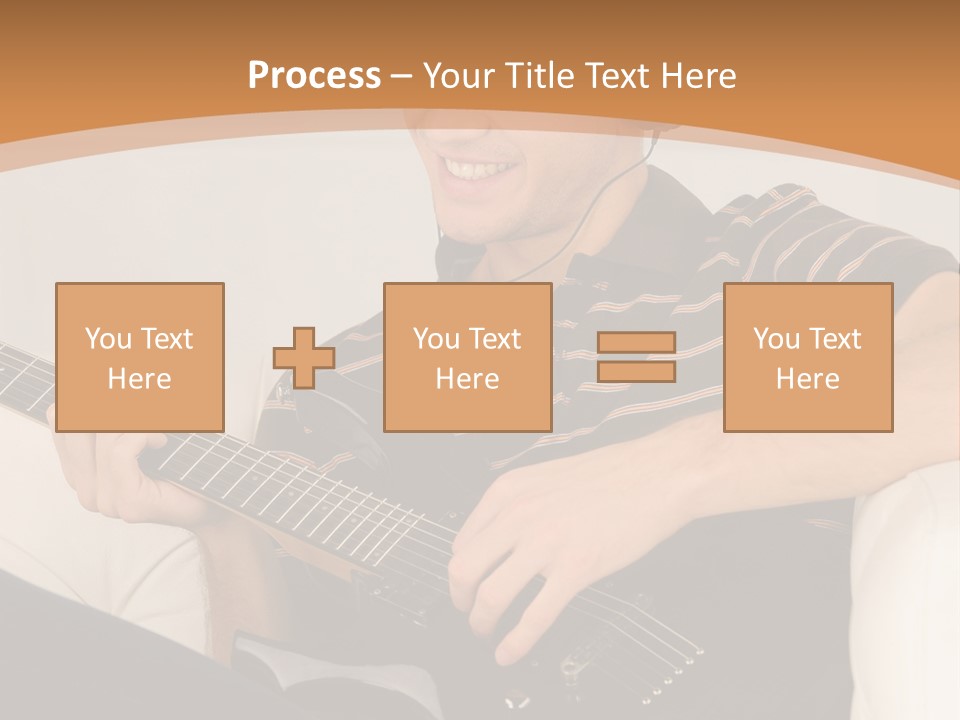A Man Sitting On A Couch Playing A Guitar PowerPoint Template