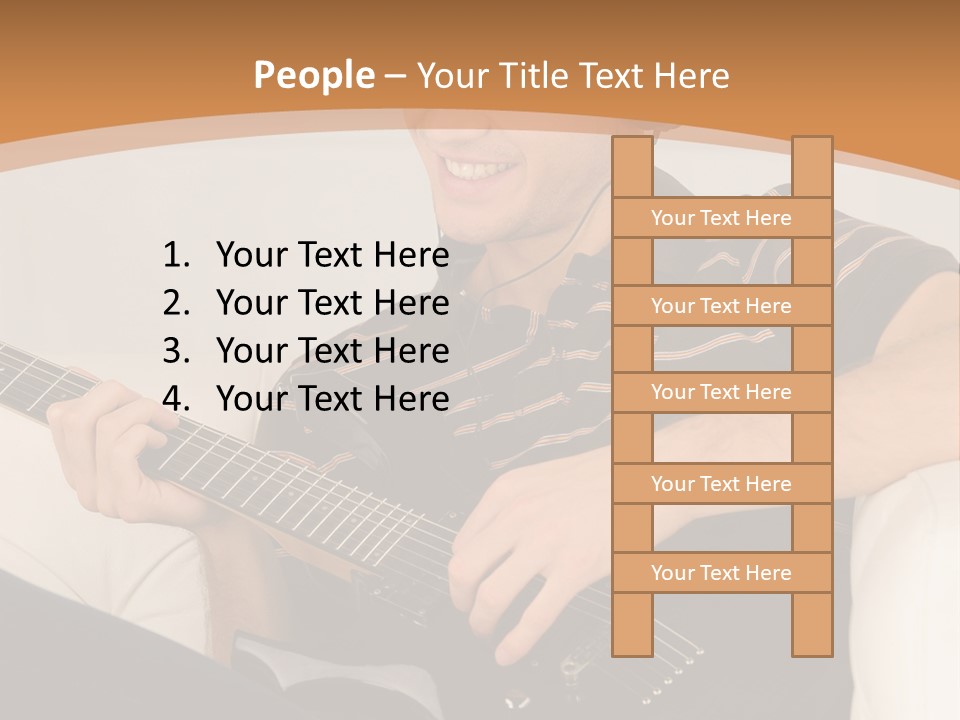 A Man Sitting On A Couch Playing A Guitar PowerPoint Template