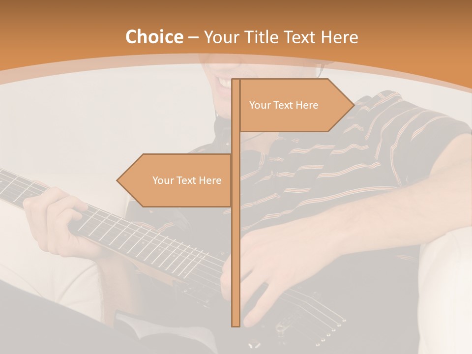 A Man Sitting On A Couch Playing A Guitar PowerPoint Template