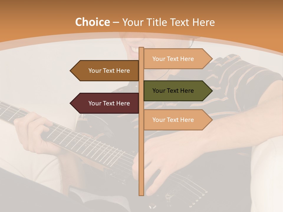 A Man Sitting On A Couch Playing A Guitar PowerPoint Template