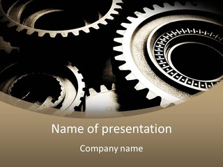 A Group Of Gears On A Black And White Background PowerPoint Template
