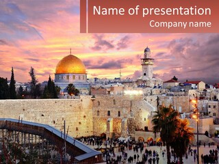 A Picture Of The Dome Of The Rock In The Middle Of The City PowerPoint Template