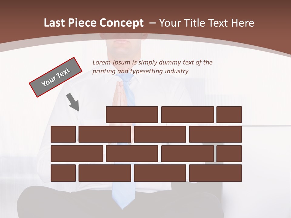 A Man Sitting On A Desk With His Hands Folded In Front Of Him PowerPoint Template