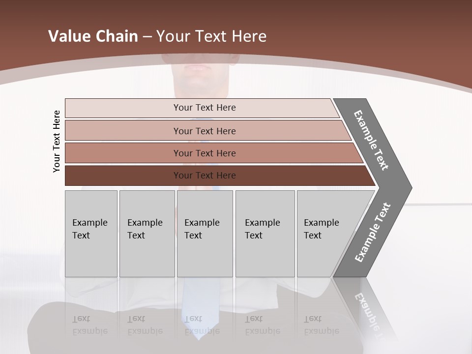 A Man Sitting On A Desk With His Hands Folded In Front Of Him PowerPoint Template