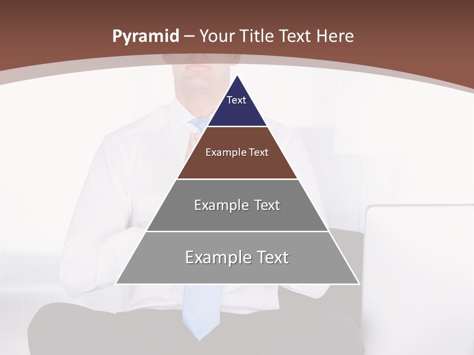 A Man Sitting On A Desk With His Hands Folded In Front Of Him PowerPoint Template