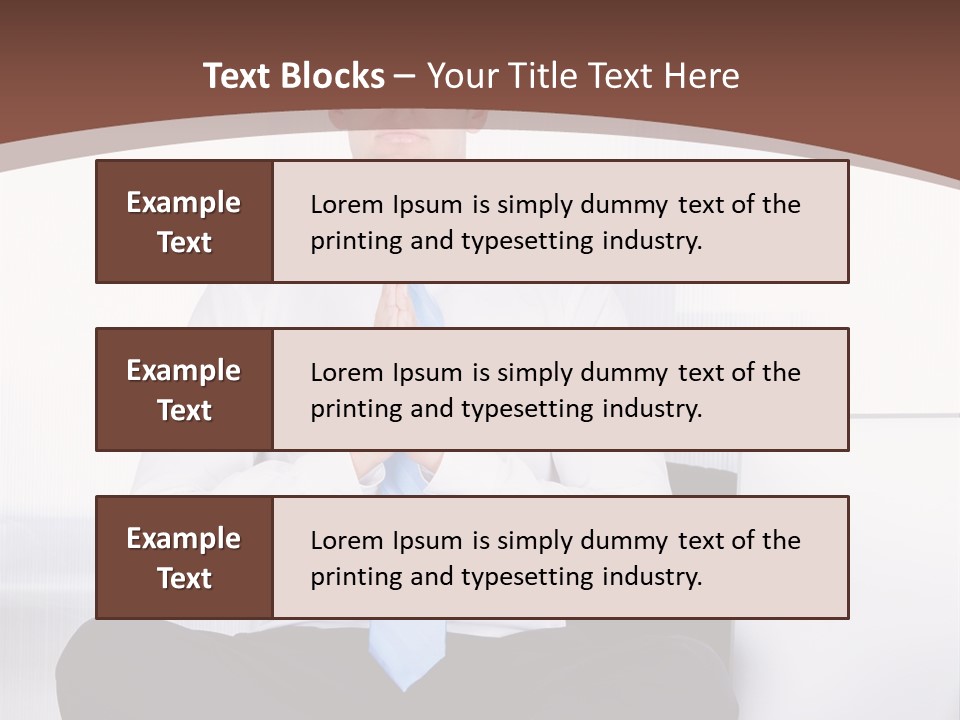 A Man Sitting On A Desk With His Hands Folded In Front Of Him PowerPoint Template