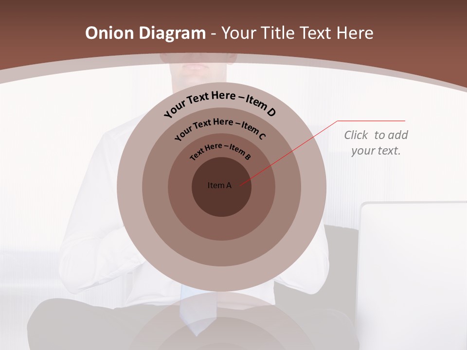A Man Sitting On A Desk With His Hands Folded In Front Of Him PowerPoint Template