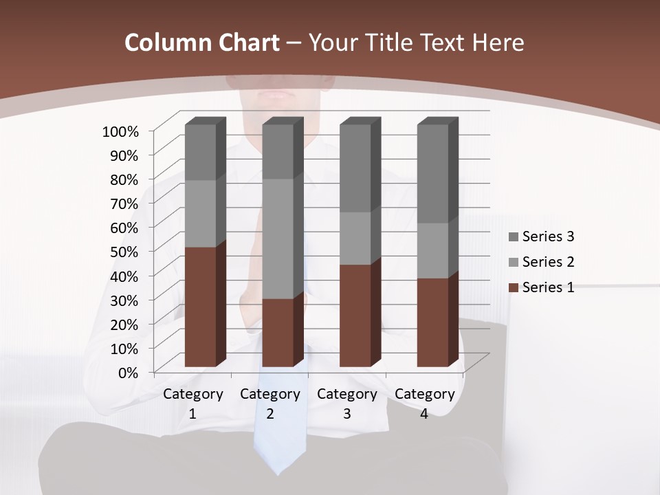 A Man Sitting On A Desk With His Hands Folded In Front Of Him PowerPoint Template